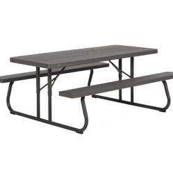 Lifetime 60110 6Ft Woodgrain FLD Picnic Table