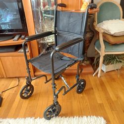 Drive Medical Lightweight Steel Transport Wheelchair, Fixed Full Arms, 19" Seat, Without Foot Rests (Barely Used)