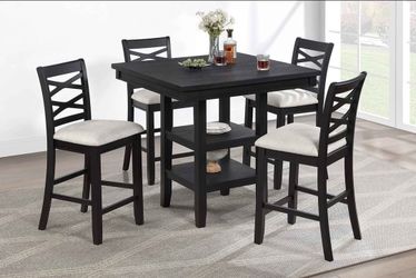 5-Piece Counter Height Dining Set Black