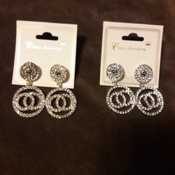 Beautiful Rhinestone Fashion Earrings Silver And Gold. $5 Each