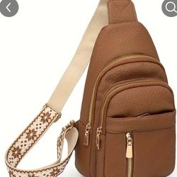 Vintage Brown Shoulder Bag With Multi pocket Zipper