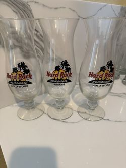 3 Hard Rock Cafe Hurricane Glasses