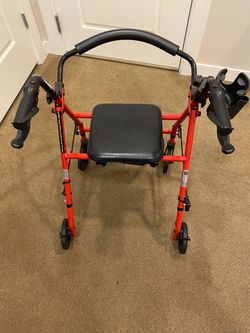 Drive Red 4-Wheel Rollator Walker with Seat