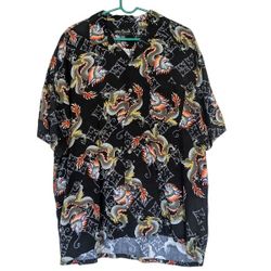 After Dark by Falcon Bay Dragon Print Button-up Size Large Shirt