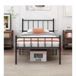 Twin Bed Frame-Classic Metal Platform Bed Frame- NEW In Box
