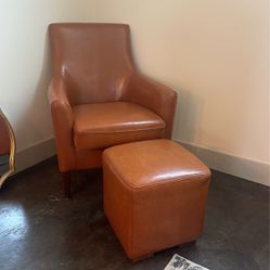 Comfy Leather Chair & Ottoman