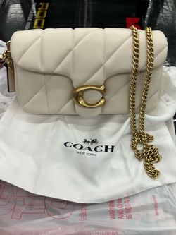 COACH Tabby 26 Quilted Shoulder Bag Chalk/Gold Leather CP150 Outlet New
