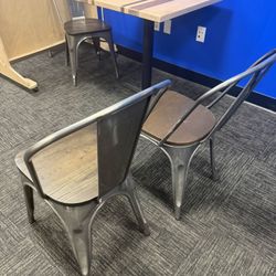Metal and wood chairs set of 11