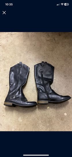 Girls”Black Leather” Boots Size 5