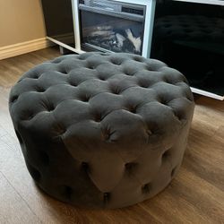 Round Upholstered Ottoman For Sale 