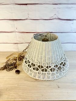 Vintage White Wicker Pendant Light