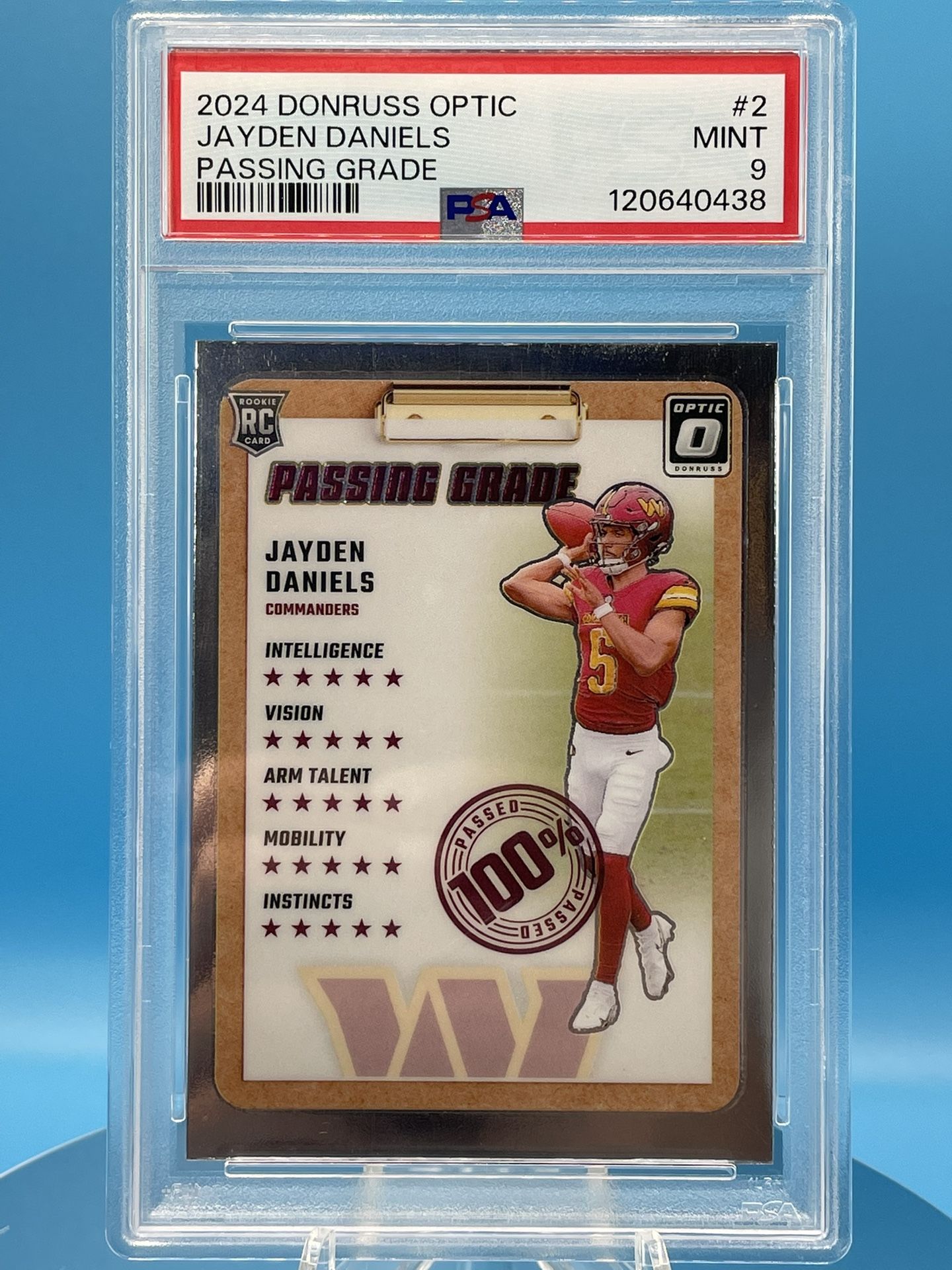 Jayden Daniels 2024 Panini Donruss Optic Passing Grade Rookie RC #2 PSA 9