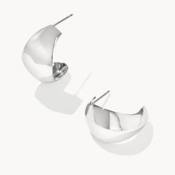 *NWT* Kendra Scott Krista Silver Metal Hoop Earrings, Original Brand Box & Pouch