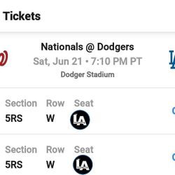 2  TIXS - DODGERS VS NATIONALS - RESERVE MVP 5 - EXTRA LEG ROOM - SHADE -Ice Cube Bobblehead - $125 Each. 