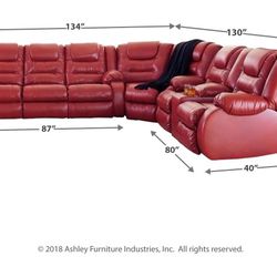  Vacherie - Salsa - Reclining Sofa, Wedge, Double Reclining Loveseat with Console Sectional 