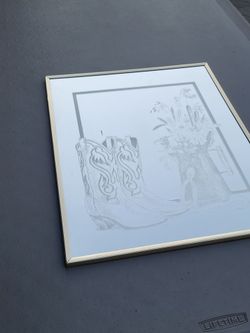 Mirror: cowboy boots and bouquet etched mirror 16x20"