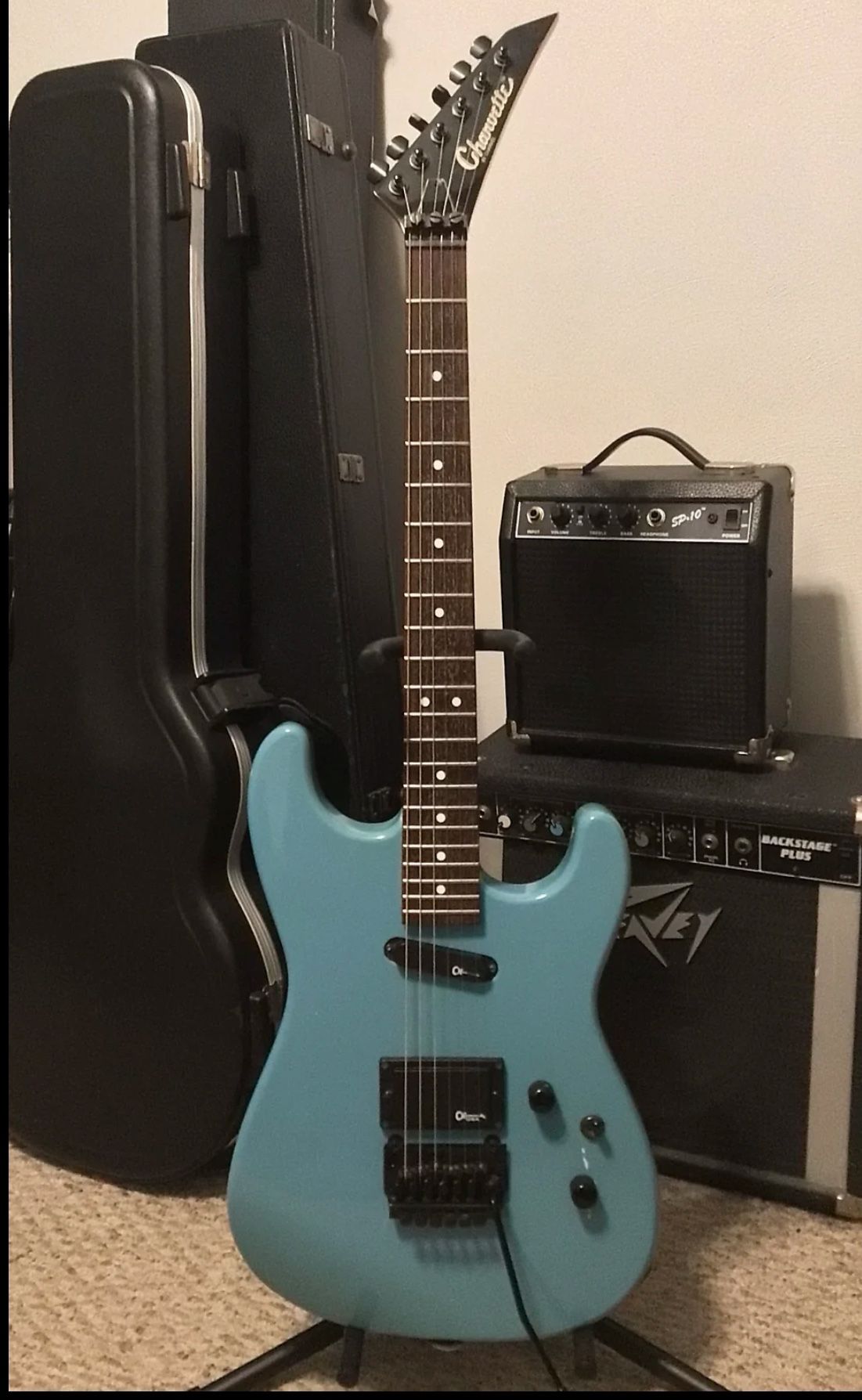 Vintage 1989 Charvel Charvette 150 HS Electric Guitar Teal Blue FR Made in Japan