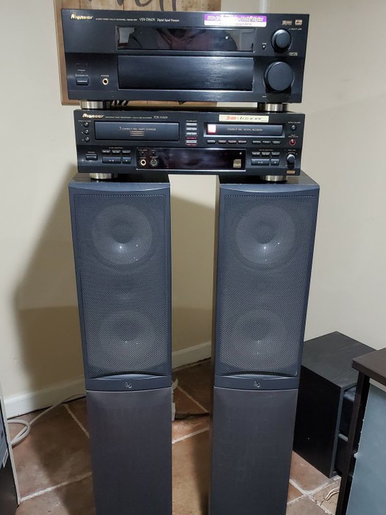 Pioneer Stereo Receiver, Cd Player Which Allows You To Record Music Off Of 3 Cds On To One. The Speakers Are Infinity 200 Watts.