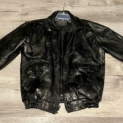 Vintage Maxam Brand  Genuine Leather Top Grain Lambskin Black Full Zip Large