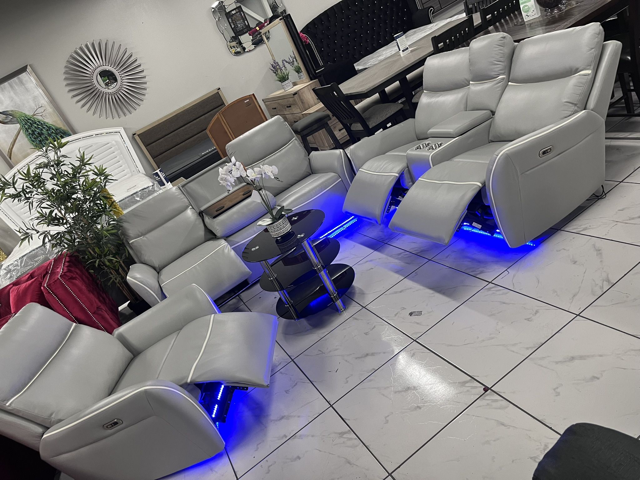 Power Recliner Sofa Set ✨LED Light
