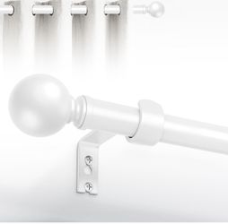 2 Pack White Curtain Rods 18-60” with Colorful Mosaic Ball Finials, Heavy Duty