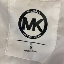 Michael Kors, White Hooded Fur Puffer Jacket 