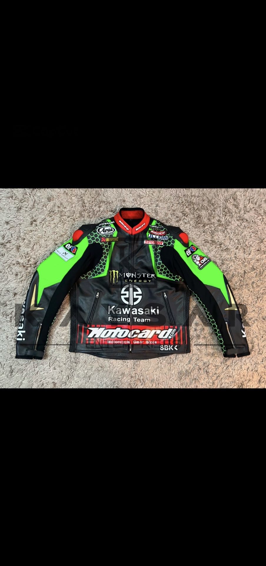 Kawasaki Ninja Monster Custom Made Motorbike Jacket / Gift For Men And Women Motorcycle Jacket .