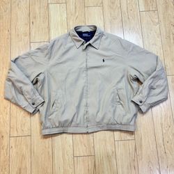 Polo Ralph Lauren Bi-Swing Windbreaker Full Zip Jacket Tan Beige Men's Size L