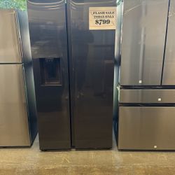 36 in. 27.4 cu. ft. Standard Depth Side by Side Refrigerator in Fingerprint-Resistant Black Stainless Steel