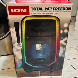 ION Total PA Freedom 650W Bluetooth Speaker System | Party PA | Wireless Mic+ LED Lights | FM Radio