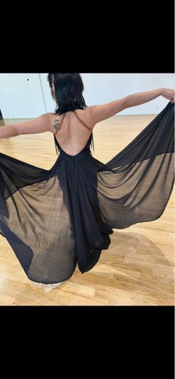 Black Sheer Backless Maxi Dress