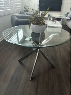 45" round glass dining table