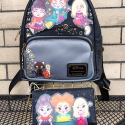 Hocus Pocus Loungefly Disney Mini Backpack And Wallet  With Tags Chibi Sanderson Sisters