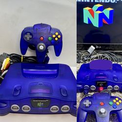 Nintendo 64 N64 Funtastic Grape Purple w/ Matching Controller & OEM Hookups 