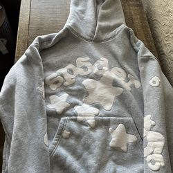 Gray Sp5der Beluga Hoodie Size L