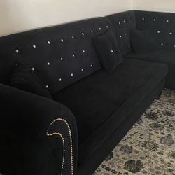 Black Tufted Sectional Sofa 