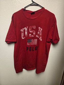 Vtg Mens L USA Polo Sport Flag Spellout Ralph Lauren T-shirt