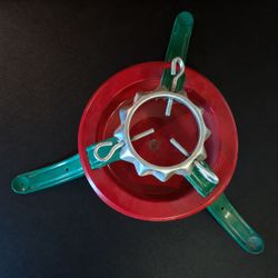 Vintage Christmas Tree Stand – Red, Green & Silver Metal Holder