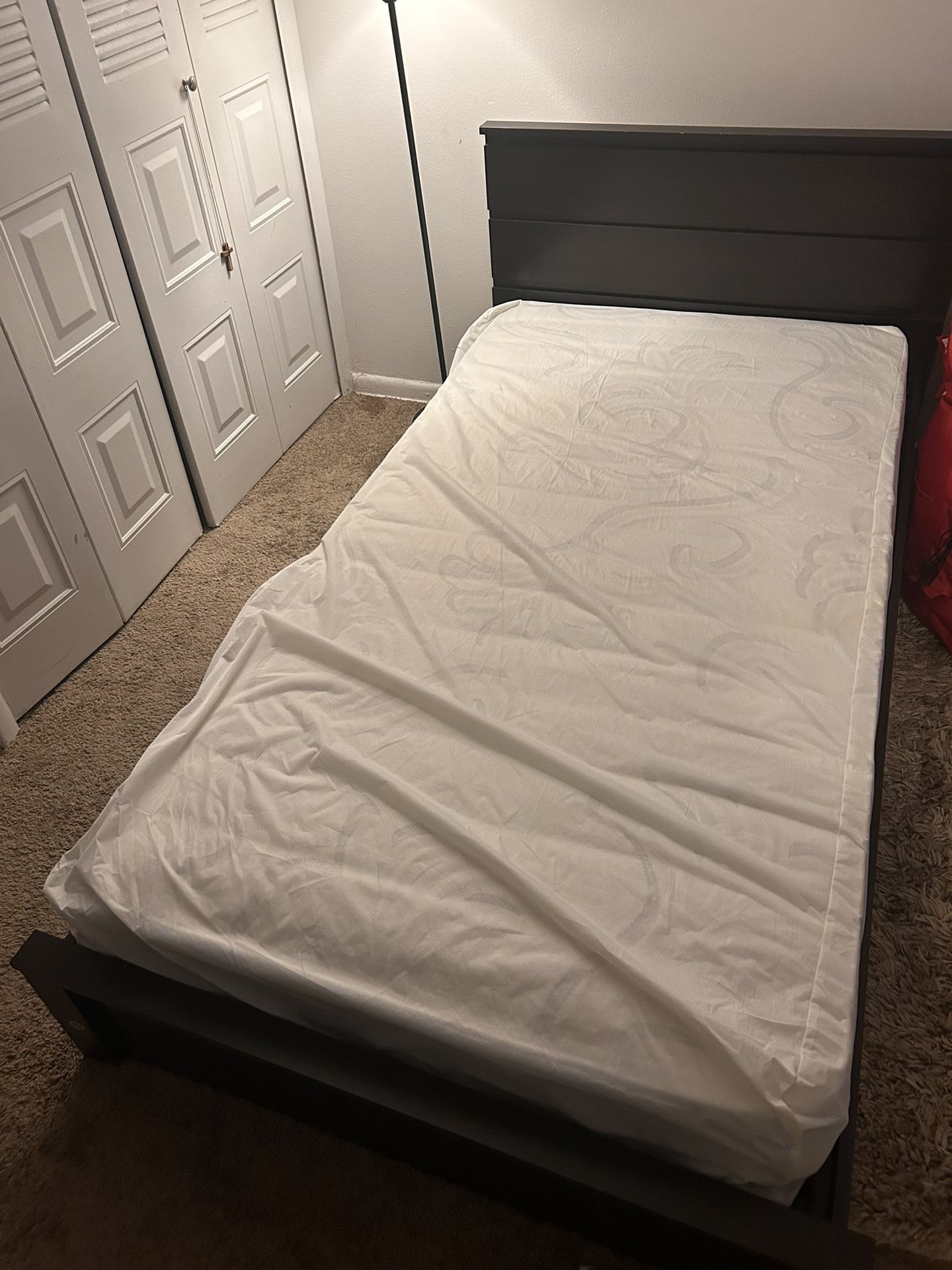Twin Frame And  Mattress 