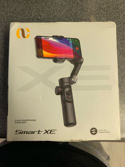 This is an AOCHUAN Smart XE 3-axis smartphone stabilizer, a foldable handheld gimbal designed for capturing smooth video footage with your phone.
