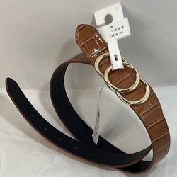 Women belt , Size XL - adjustable strap for a custumize fit- Shiny Brown