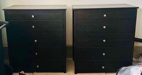 Set of Black Solid Wood Dressers w/Drawers