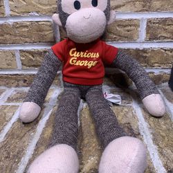 Curious George 20" Sock Monkey Plush Stuffed Animal w/ Shirt