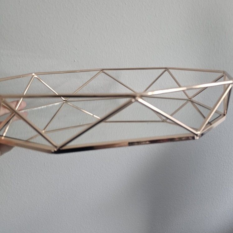 Rose Gold Mirrored Vanity Dresser Tray