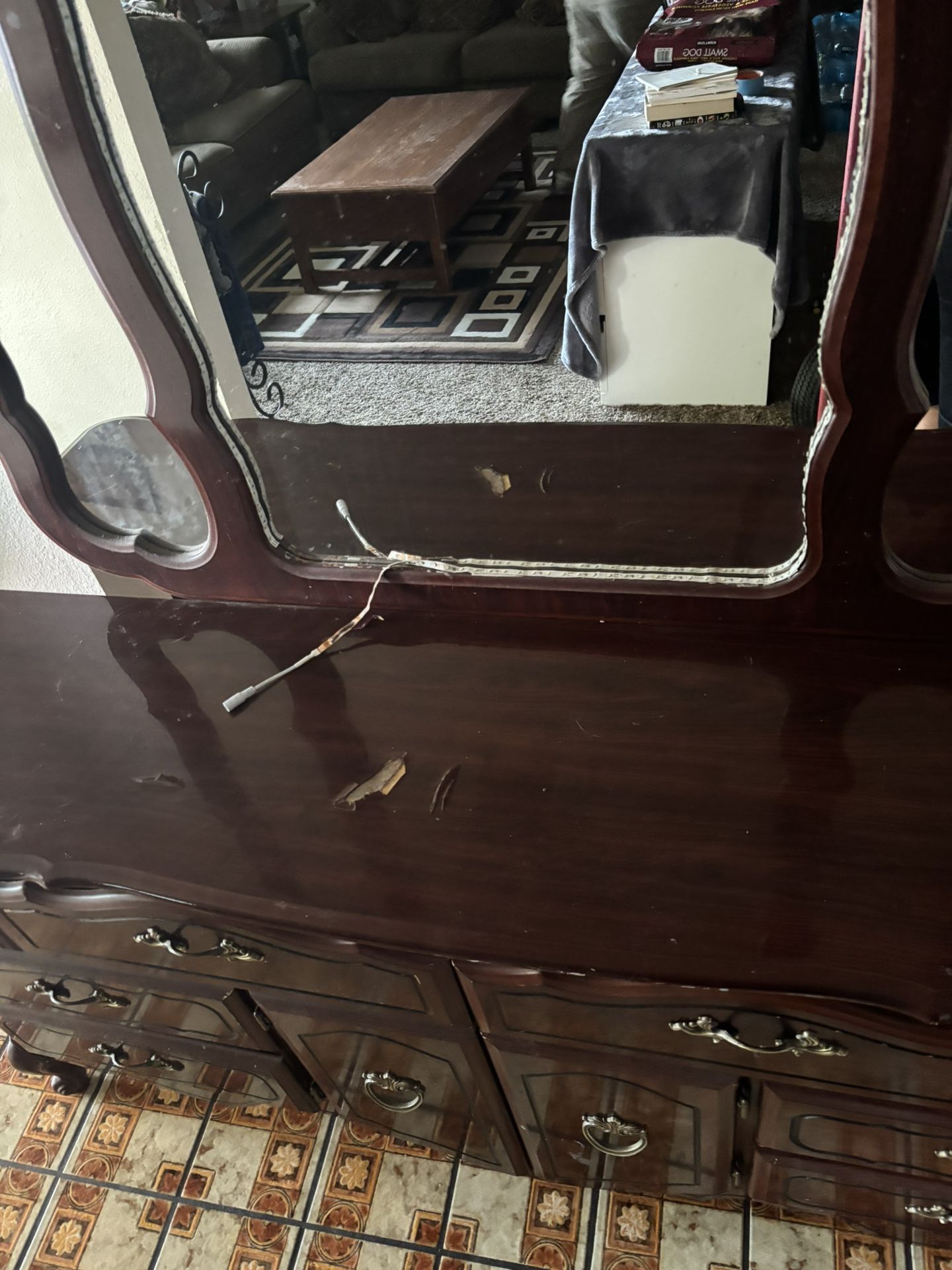 Brown Dresser With Mirror 