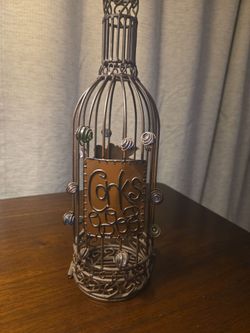 Wine Bottle Shaped Metal Cork Holder