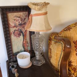 Vintage Glass Lamp w Antique Shade 