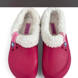 Crocs Classic Lined Clog pink/white Size 7 Women