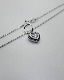 Shimmering Heart Necklace, 925 Sterling Silver, CZ