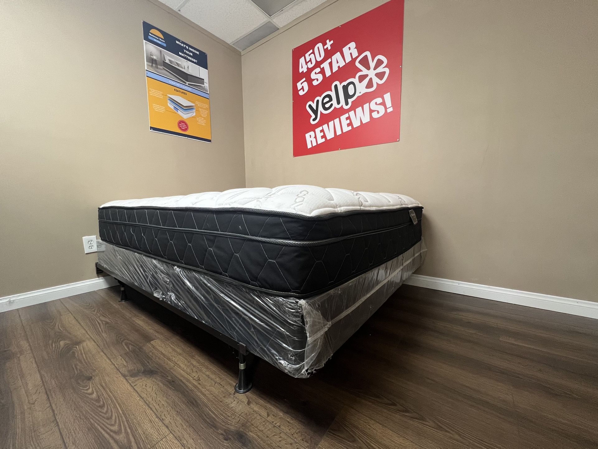 Amazing Deal! New Pillow Top Mattress With Box Spring  King $388 Queen $288 Full $258 Twin 198
